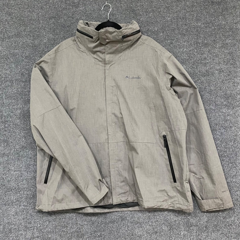 Columbia Omni-Tech Jacket Mens XXL Gray Full Zip Hooded Water Resistant WM1285